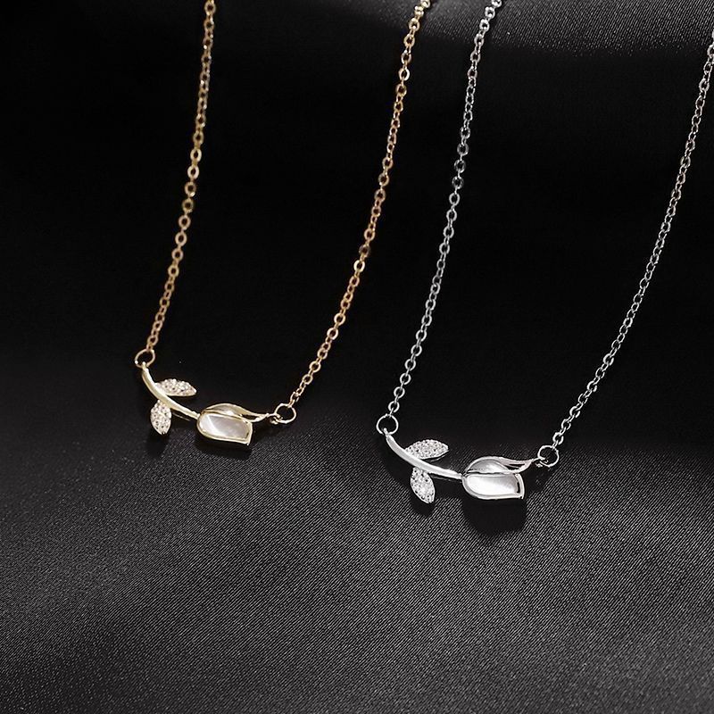 Tulip Rose Flower Pendant Necklace