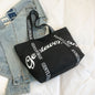 Large Canvas Tote – Women’s Casual Letter Print Shoulder Bag, Everyday Versatile Shopper
