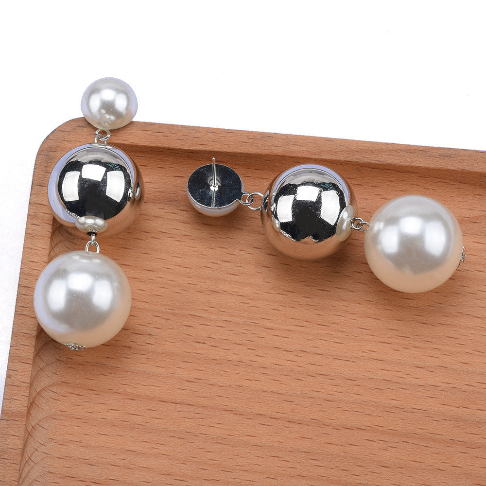 Hip-hop CCB Round Beaded Round Earrings