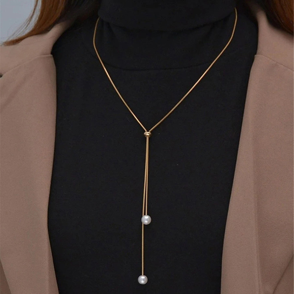 Pull Snake Bone Pearl Necklace Fashion