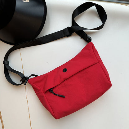 Small Casual Bag Women, Casual Simple Crossbody Bag, Nylon Wide Shoulder Strap Daily Commuter Shoulder Bag