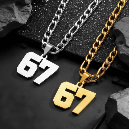 Custom Jersey Number 67 Stainless Steel Pendant Necklace Athlete Basketball Football Jewelry