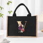 Cotton and linen canvas tote bag, printed letter tote bag, portable light handbag, gift shopping bag