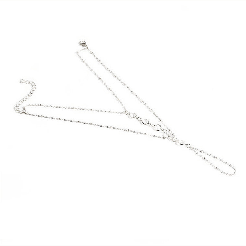 Crystal Charm Toe Multilayer Tassel Ankle Chain