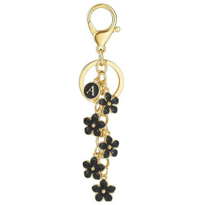 Initial Keychain Flower Charms for Key Cute Letter Keyring Bag Charm 26 Letter Flower Cherry Blossom Daisy Keychain