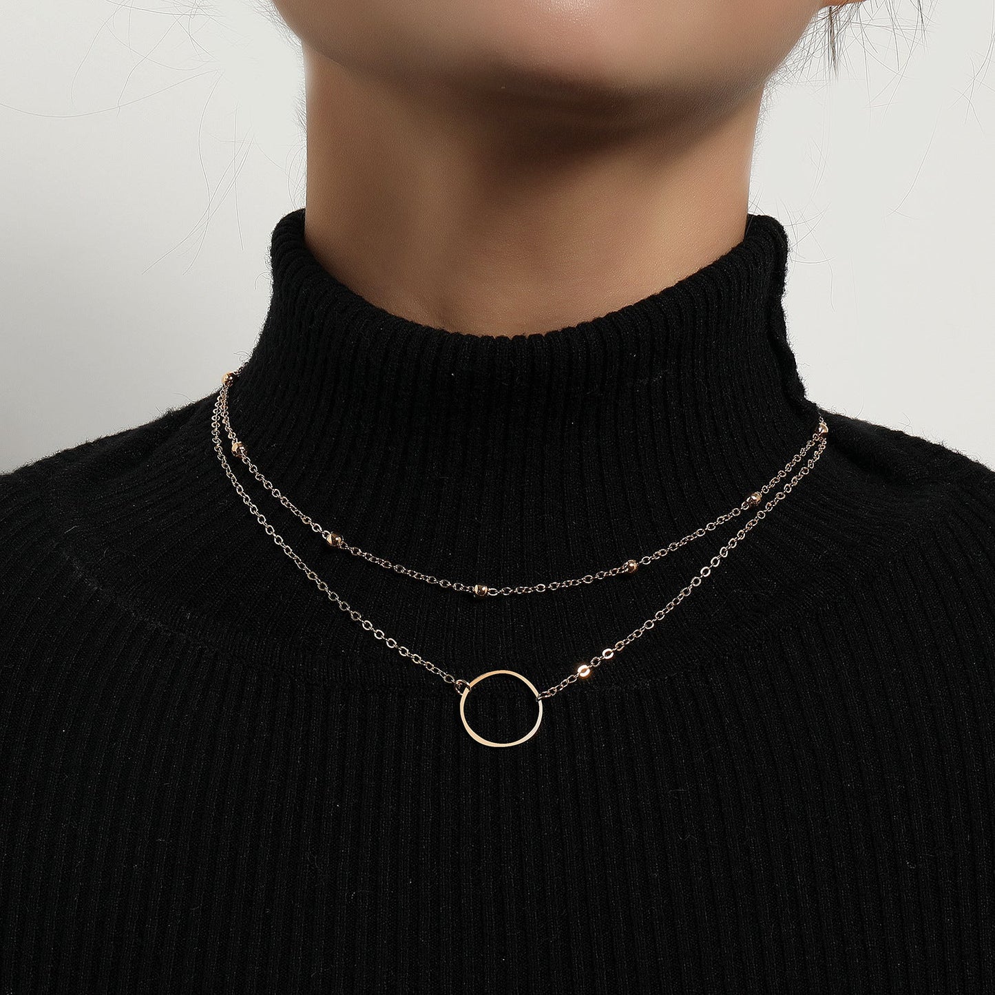 Modern Choker Necklace Two Layers