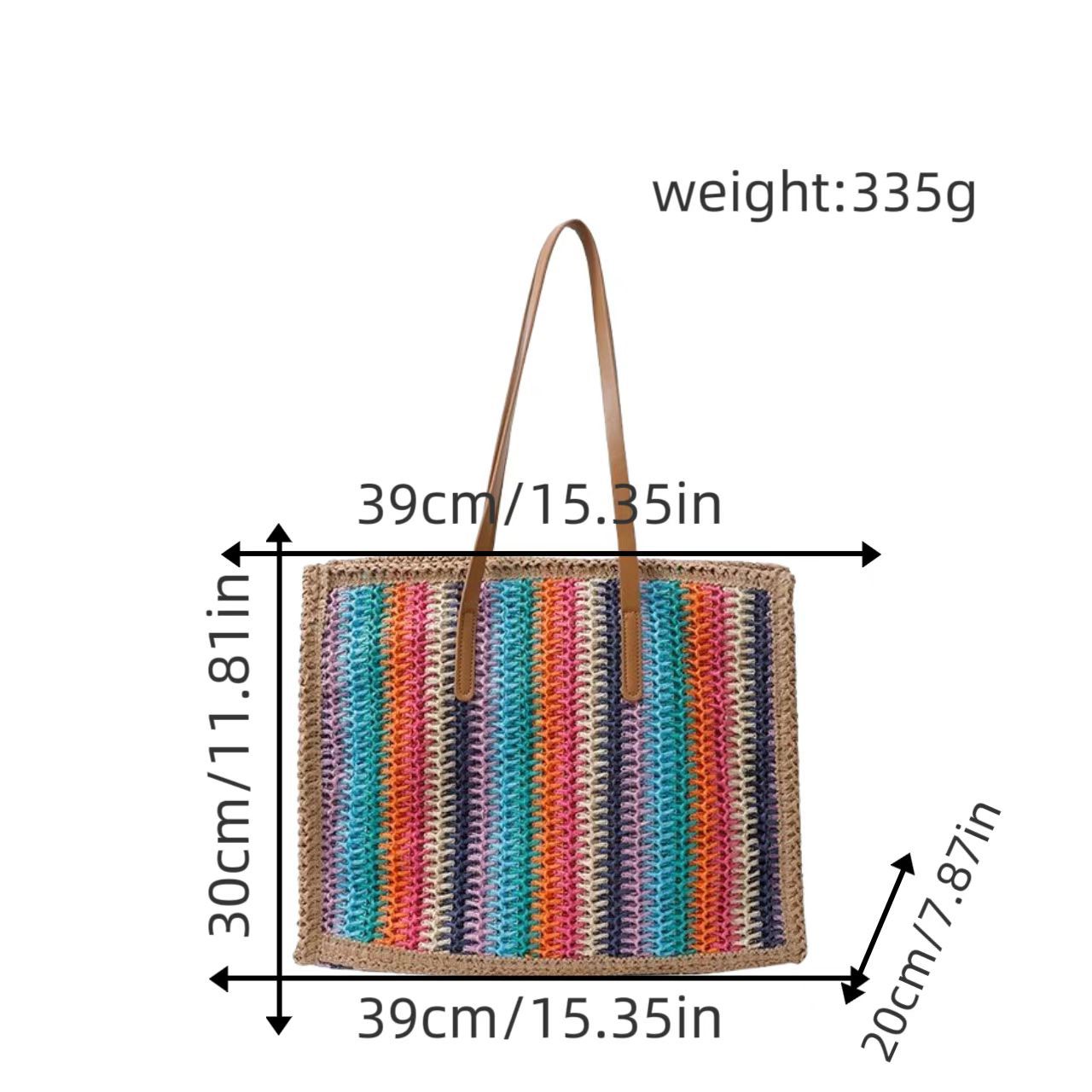 Colorful Large Capacity Woven Shoulder Bag - Beach Straw Tote, Lazy Casual Handheld Purse