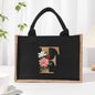 Cotton and linen canvas tote bag, printed letter tote bag, portable light handbag, gift shopping bag