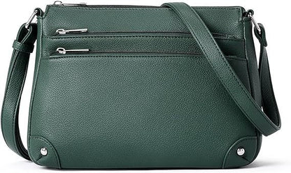 Small crossbody bag for women, shoulder bag multi-zip pocket bag, classic function messenger bag