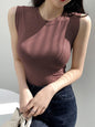 Womens Ribbed Thick Strap Tight Slim Fitted Sporty Workout Tank Tops