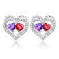 Sterling Silver Birthstone Heart Earrings new