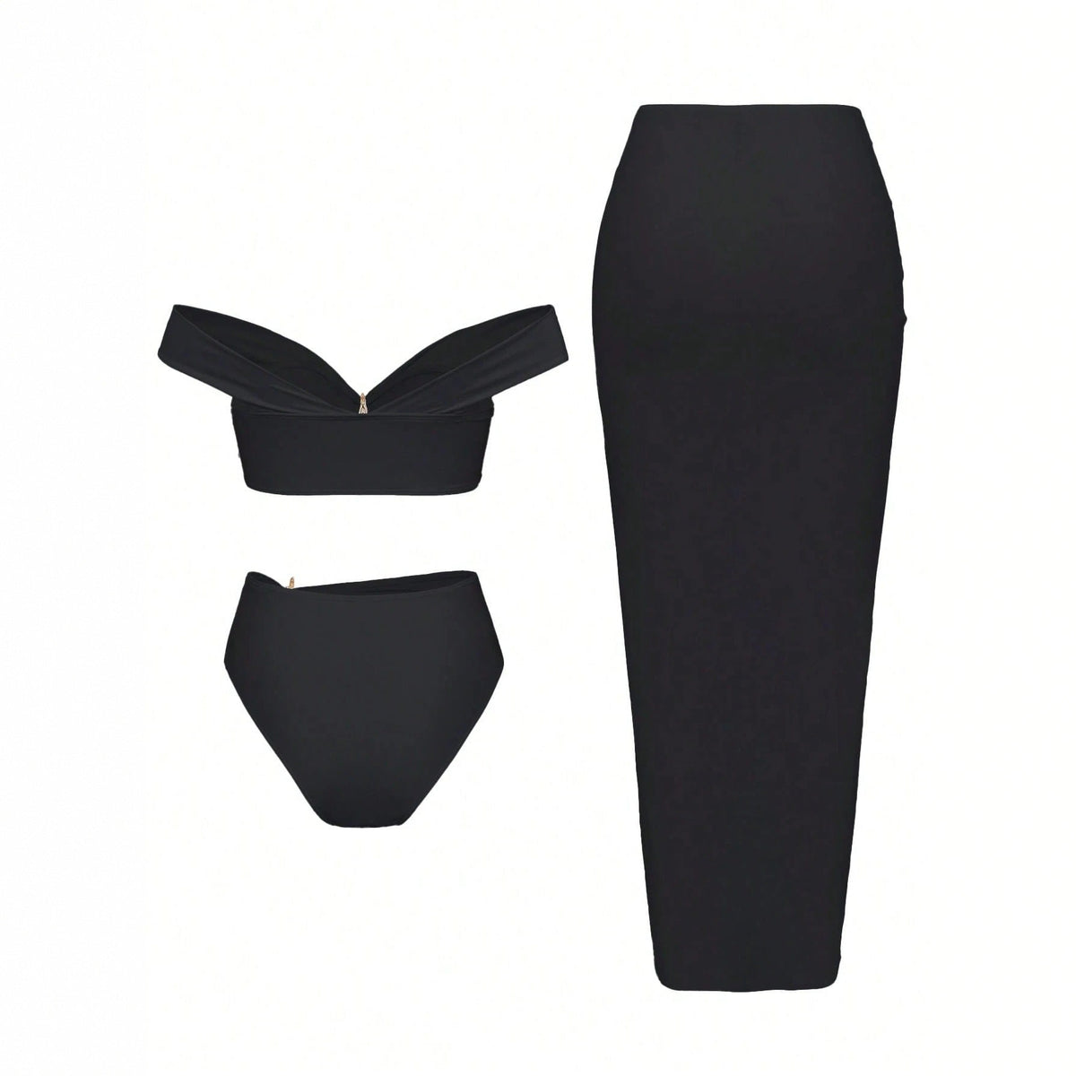 Starfish Three Piece Split Swimsuit Women's Bikini with Long Skirt
