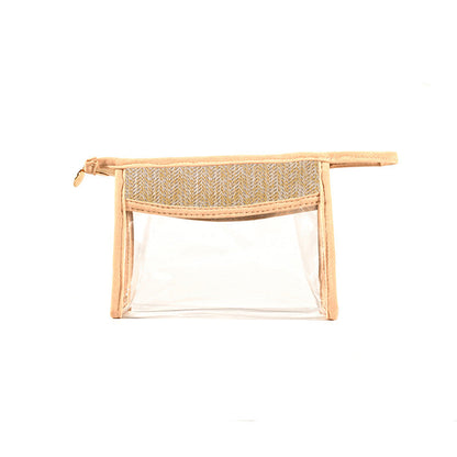 Straw makeup brush storage bag, transparent PVC cosmetic bag, portable lightweight makeup bags,Makeup bags, small