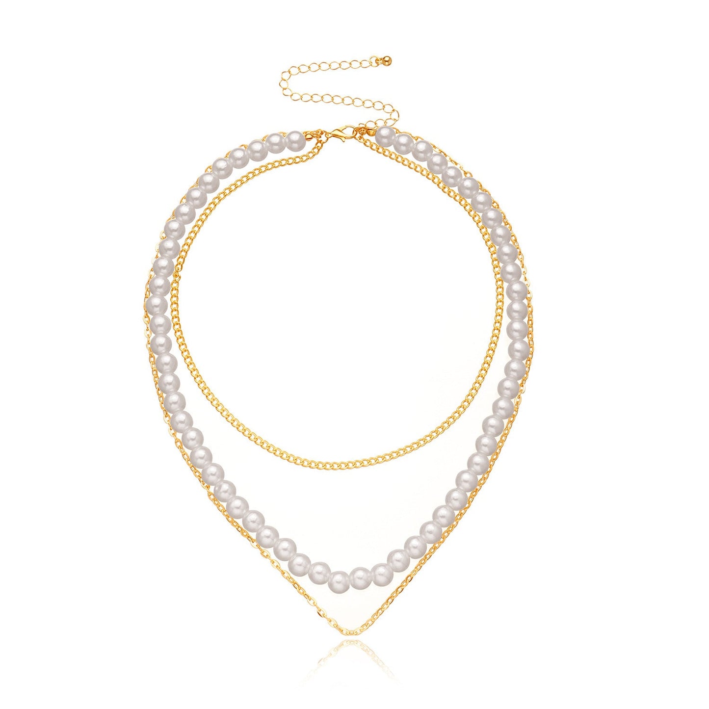 Layer Pearl Chain Choker Necklace Vintage