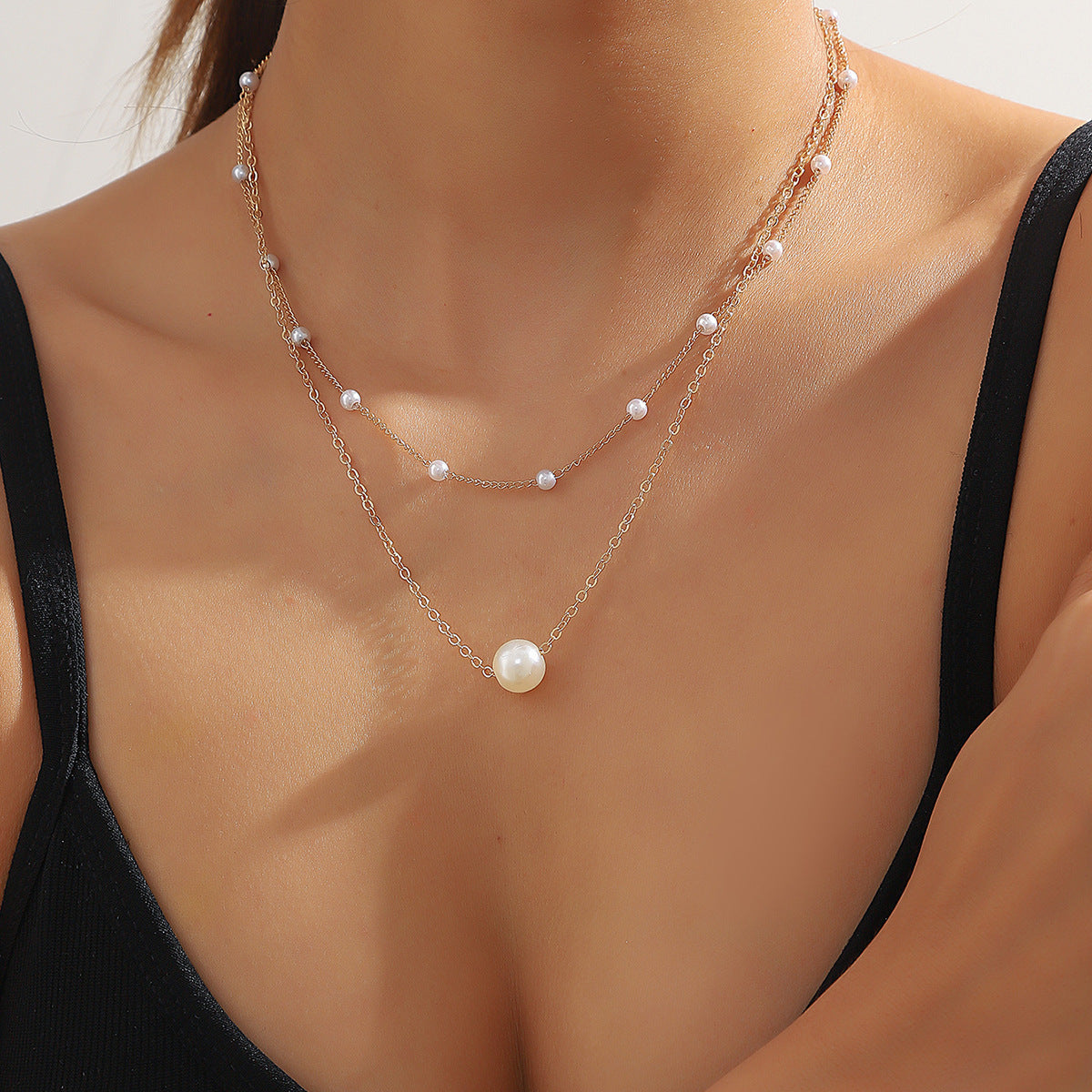 Double Layer Chain Small Love Heart Pendant Necklace
