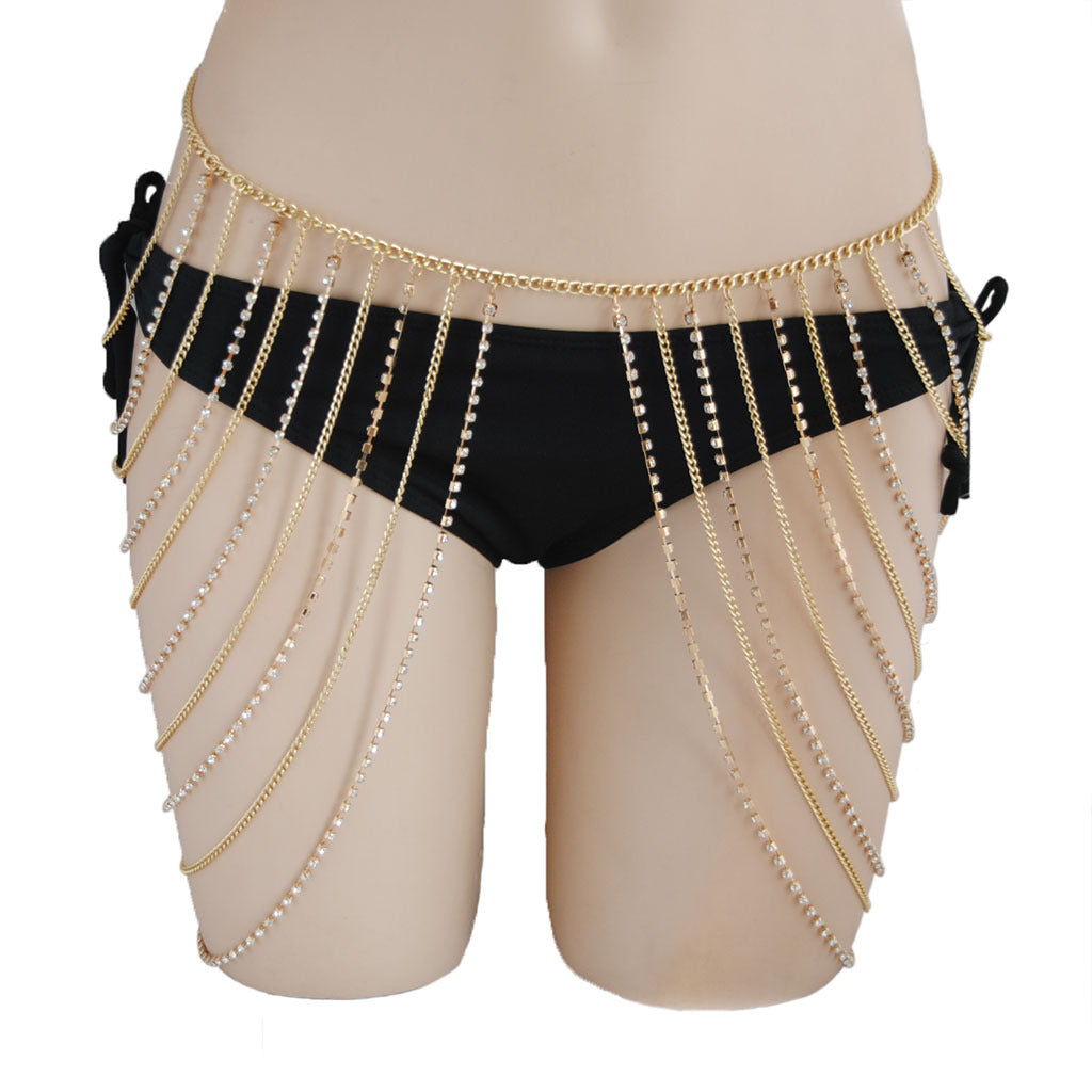 Summer Beach Metal Rhinestone Body Chain Belly Chain