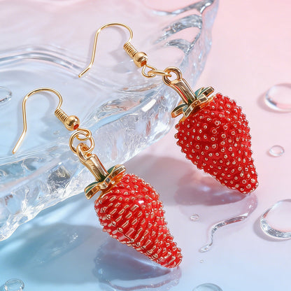 Sweet Strawberry Pendant Necklace Women Cute Exaggerated Fruit Earrings
