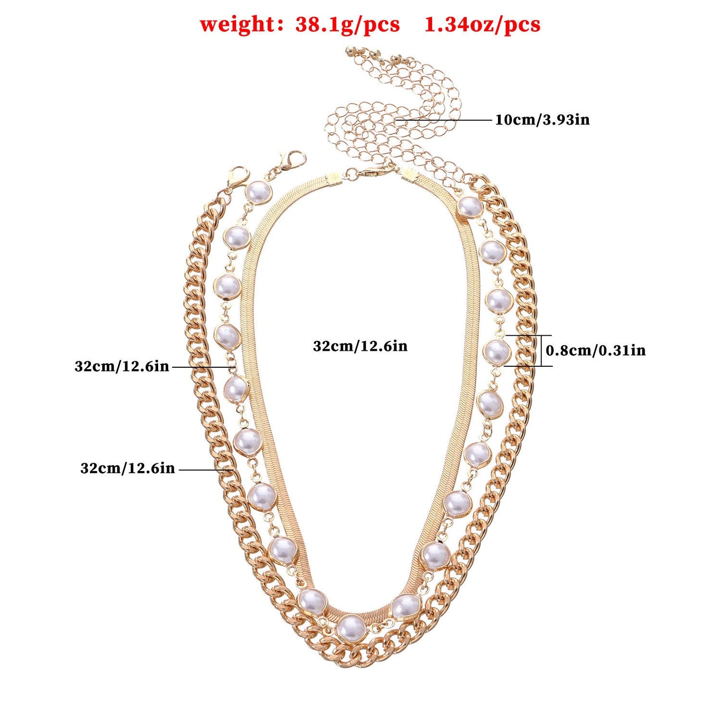 Layered Pearl Beads Choker Necklace for Women