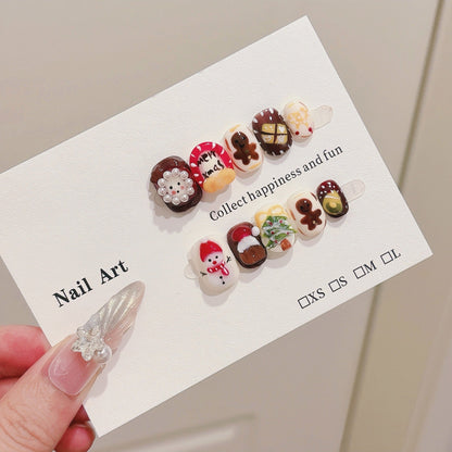 Christmas Day Nail Art Pure Handmade Wearing Nail Cartoon Pinch Short Personalized Removable Cute Nail Art Sticker