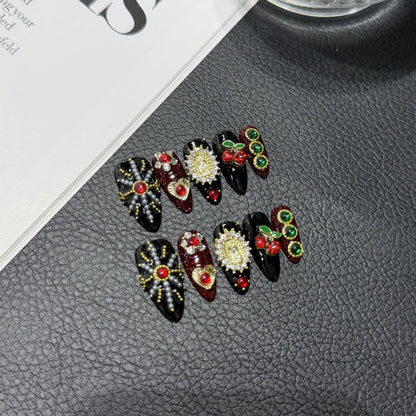 Hot Babes Glittering Full Diamond in Almond Nail Premium Sense HandmadePress on Nails Fake Fingers
