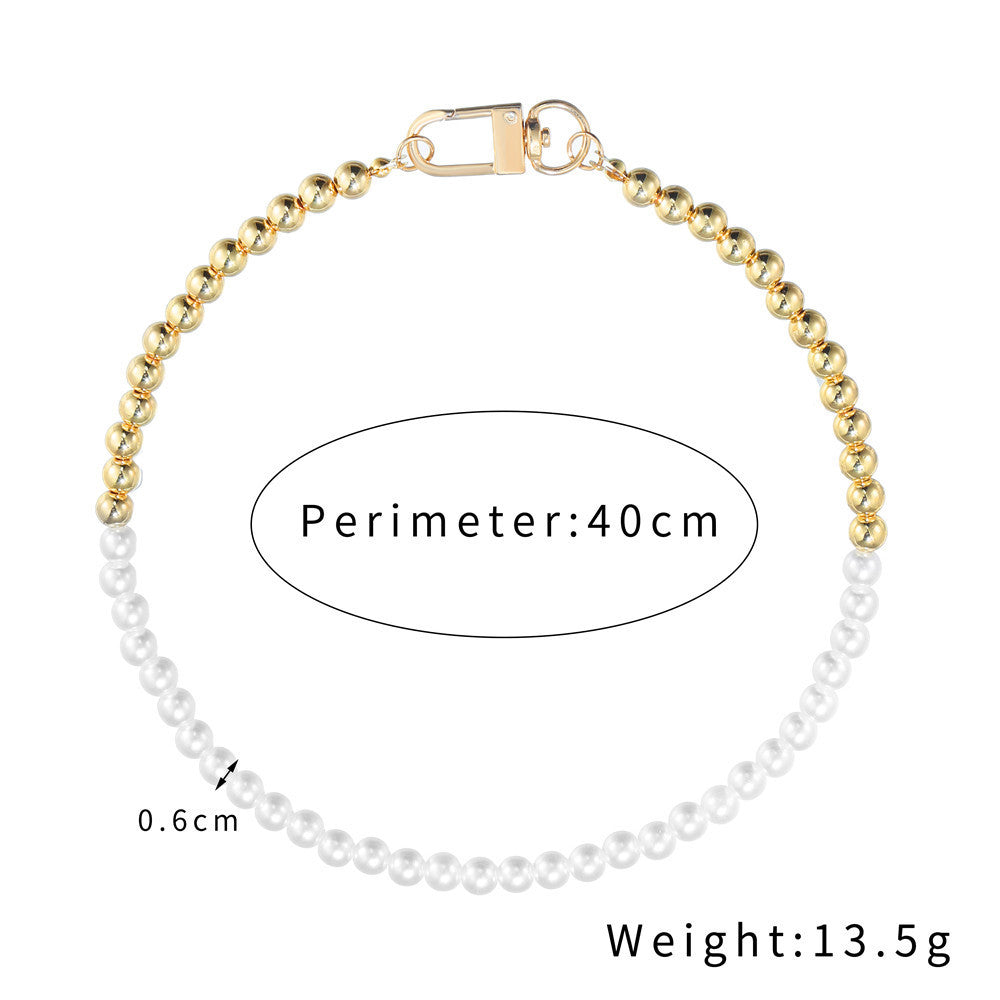 Round Pearl Two Color Beaded Necklace
