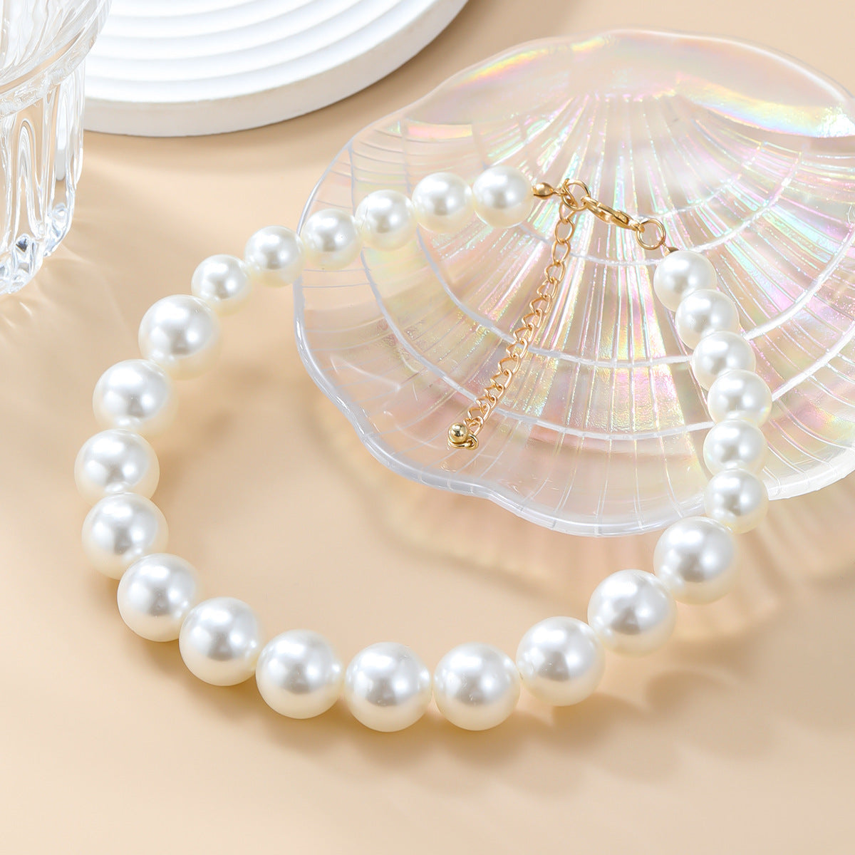 Women Elegant Double Layered Baroque Pearl Choker Necklace