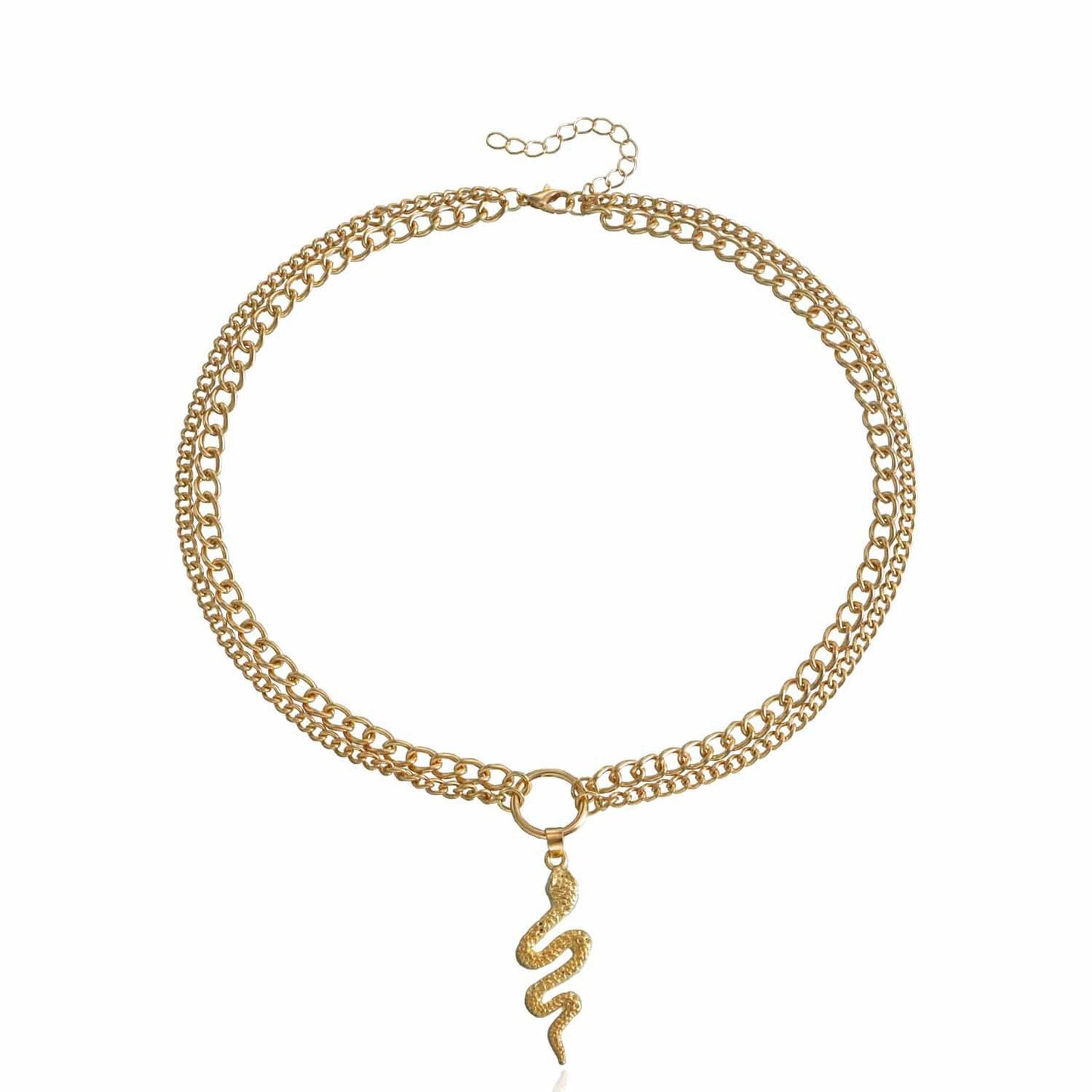 Snake Shaped Pendant Necklace Creative Punk Cuban Chain