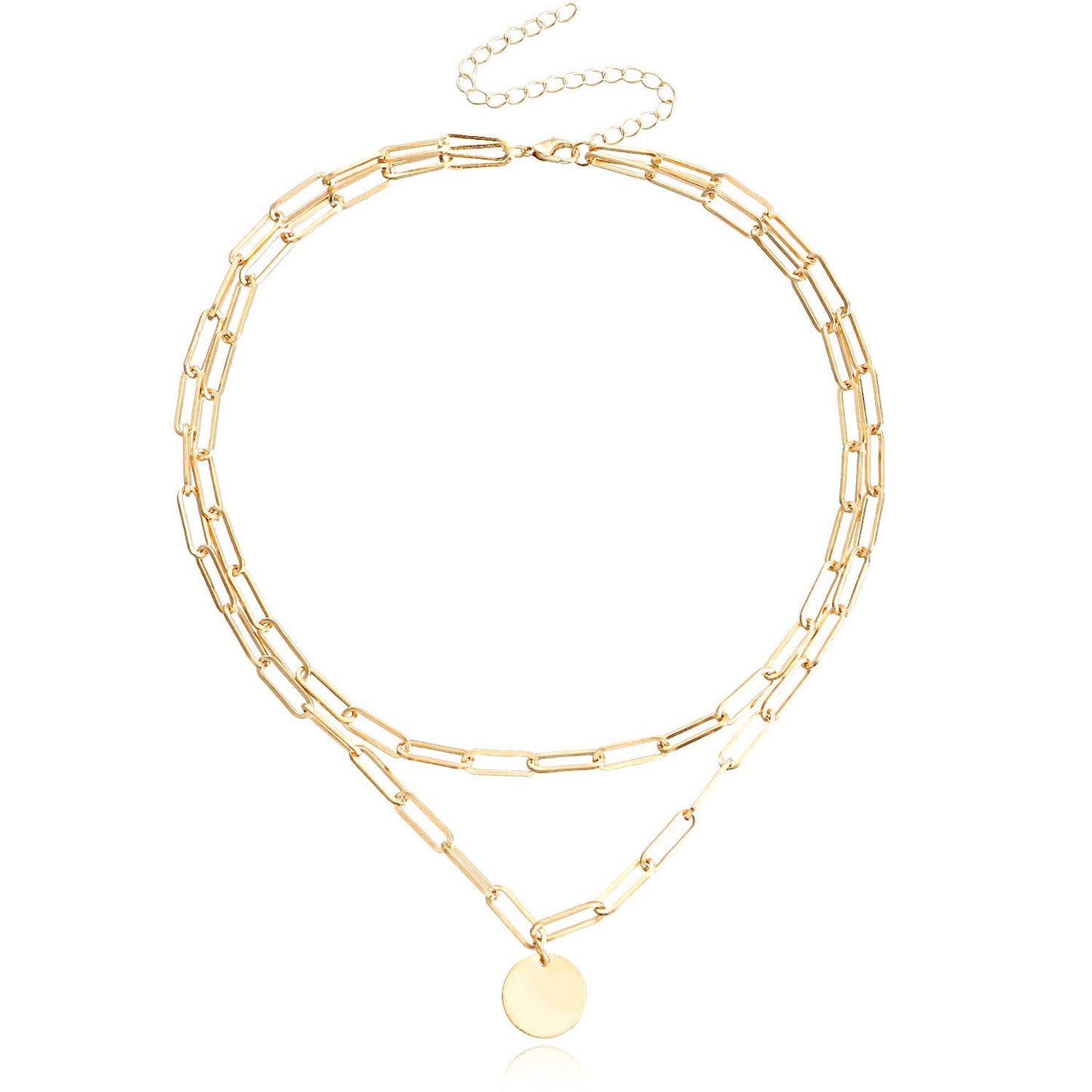 Vintage Round Charm Layered Necklace Women