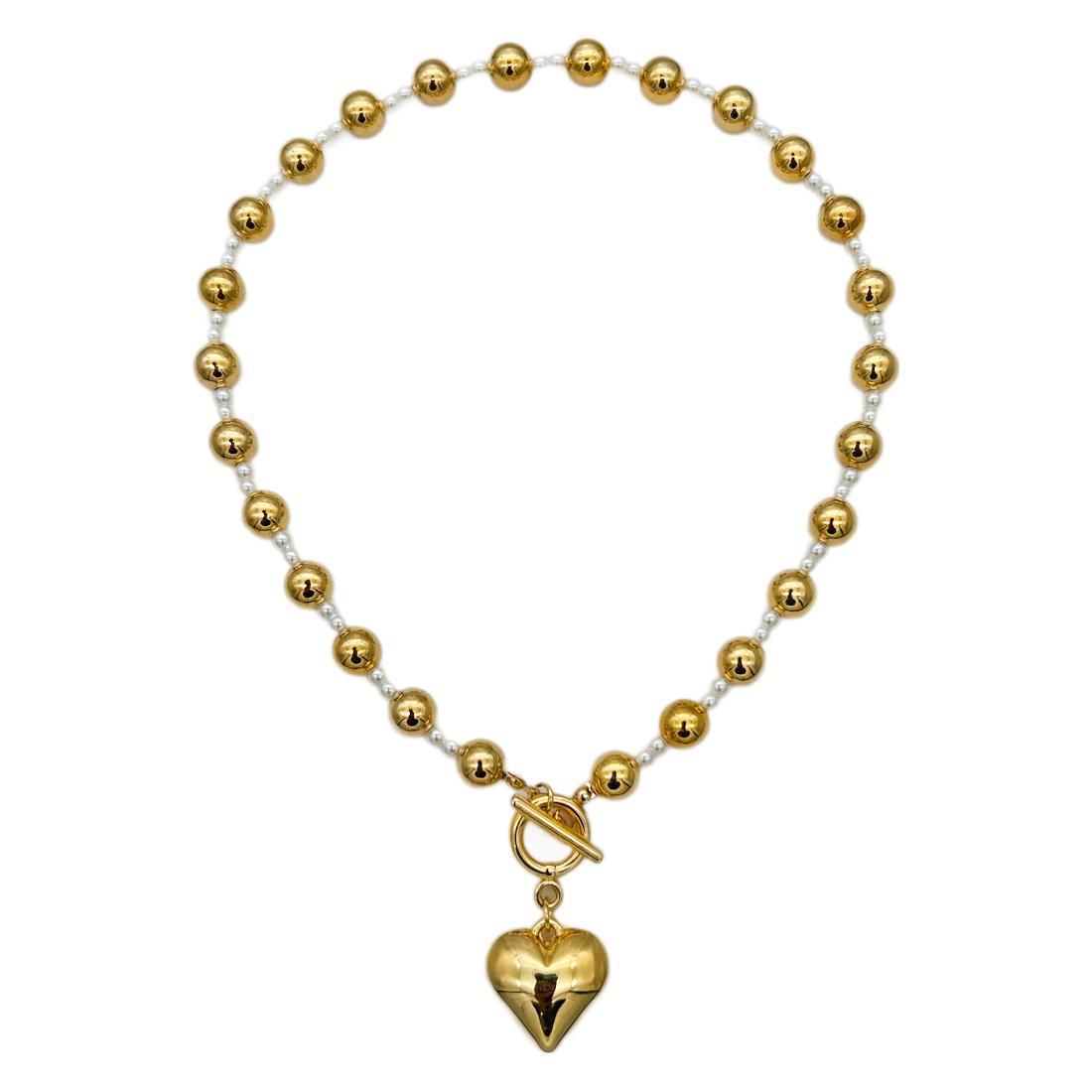 Charms CCB Beaded Peach Heart Necklace Bracelet Set