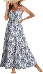 Summer Dress Casual Women's Bohemian Sleeveless Print Long Layered Long Dress Beach Dress