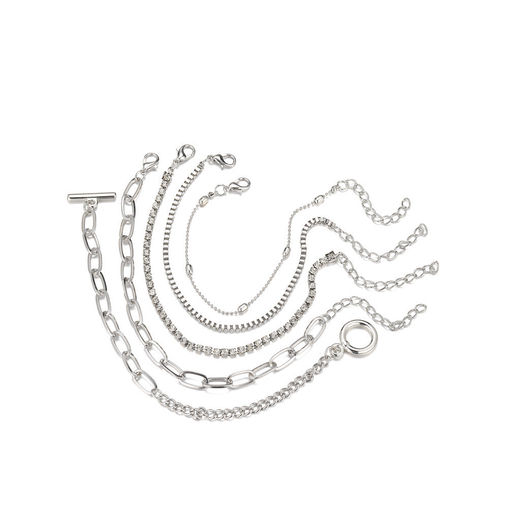 Classic Round Rhinestone Chain Buckle Bracelet