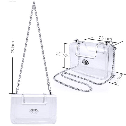 Women's Transparent evening Clutch Bag – Stylish Clear Crossbody Shoulder purse with Removable Gold Chain Strap