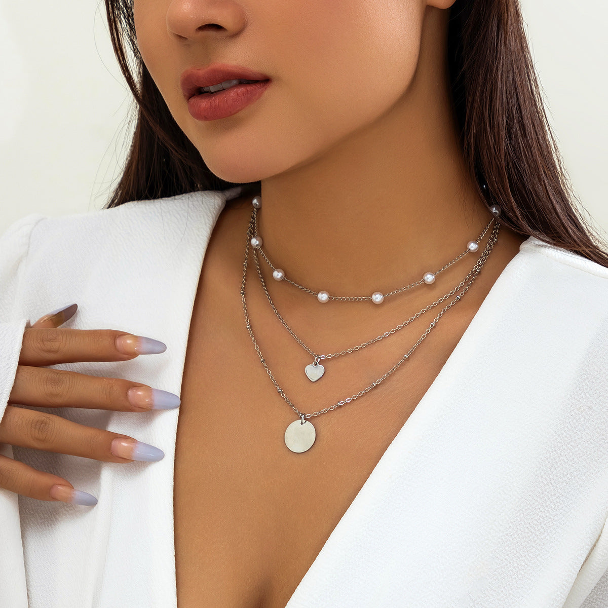 Coin Pendant Chain Necklace Long Multilayer