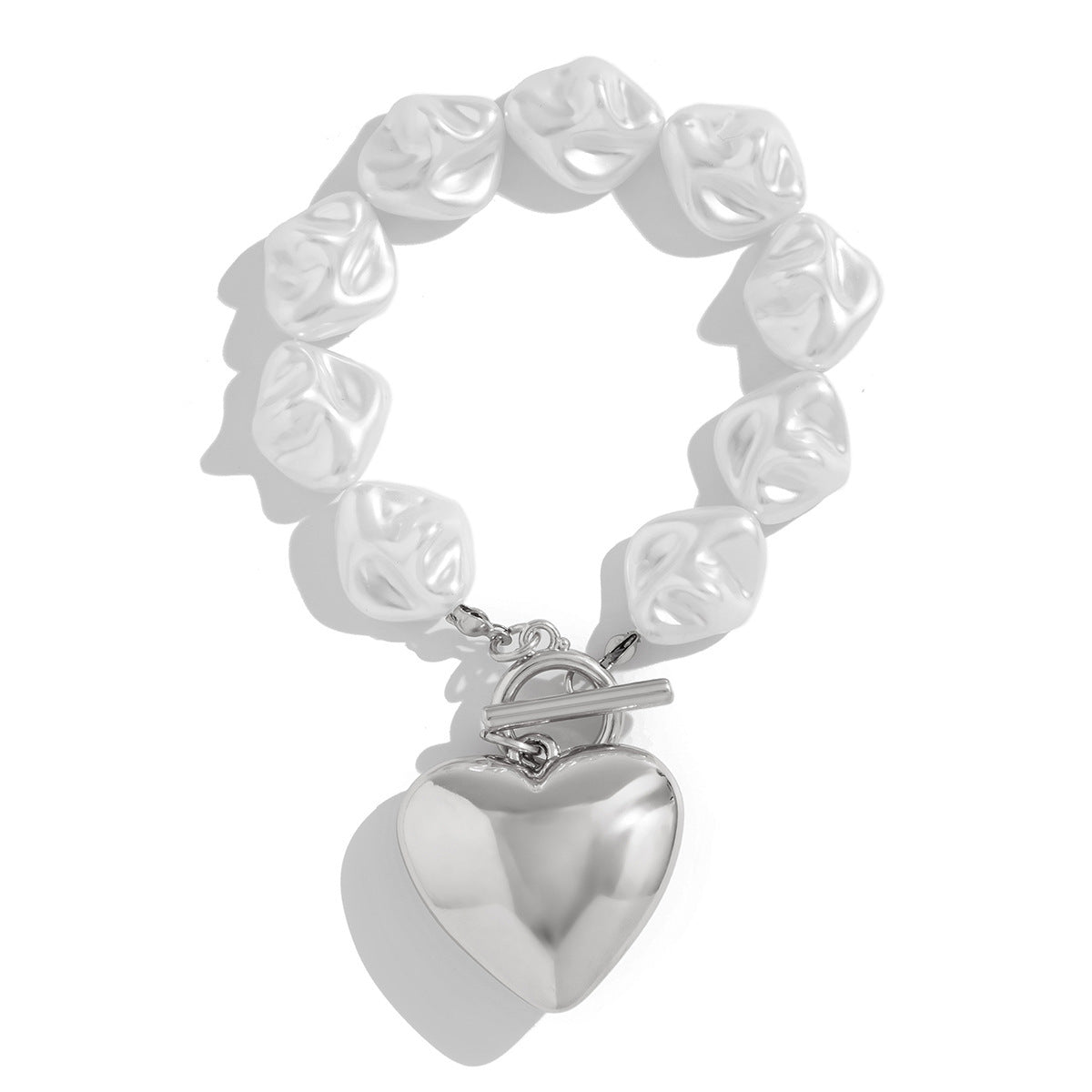 Baroque Imitated Pearl Peach Heart Pendant Necklaces/Bracelets