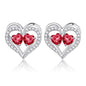 Sterling Silver Birthstone Heart Earrings new