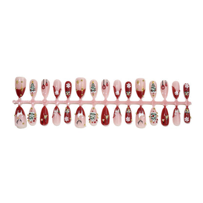 Christmas wear armor 3D three-dimensional elk Christmas tree almond high-quality nail art piece wear nail pure handmade