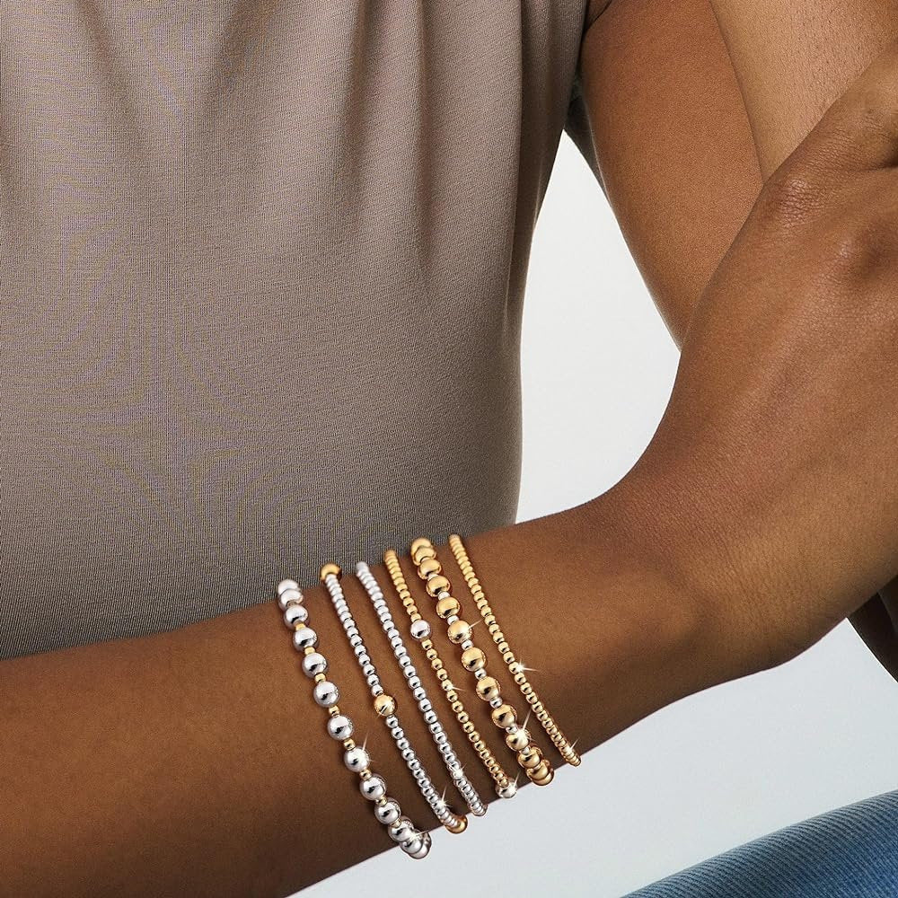 Metallic Bead Ethnic Style Handmade Beaded Bracelet Set