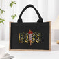 Cotton and linen canvas tote bag, printed letter tote bag, portable light handbag, gift shopping bag