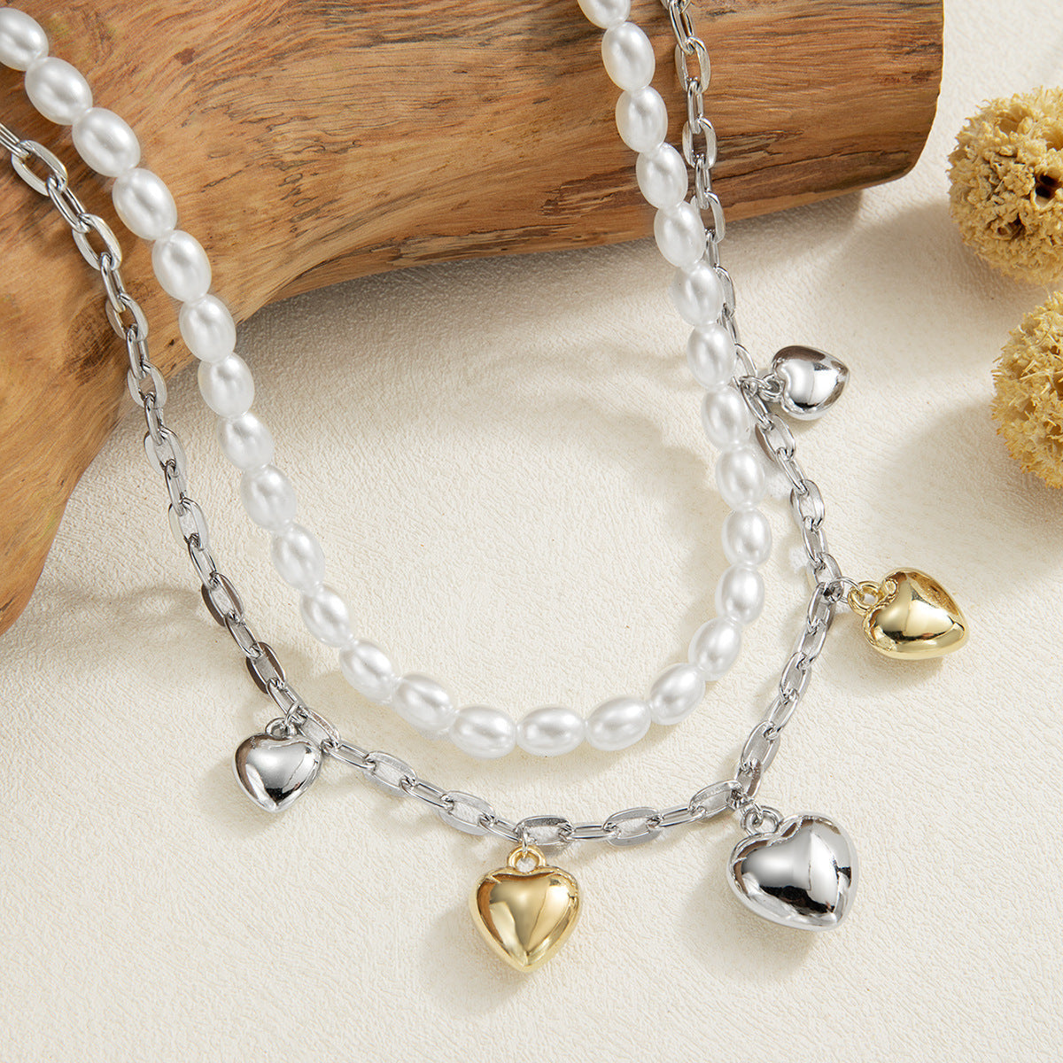 Layered Necklace Heart Pendant