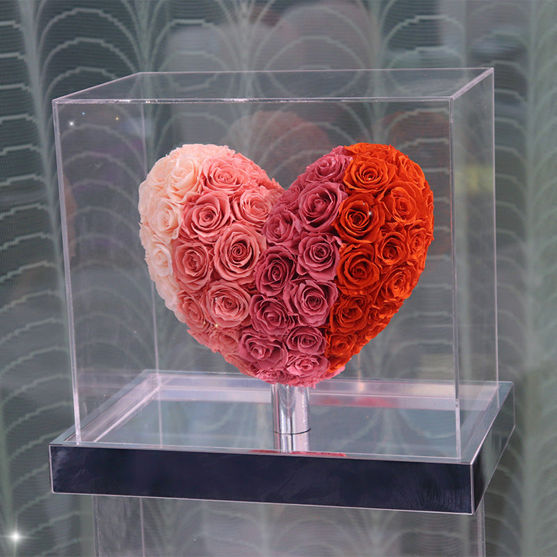 FLIPSTYLEZ LLC. Eternal Heart Preserved Red Hydrangea & Rose Mirror Box | Luxury Dried Flower Gift for Anniversary & Valentines