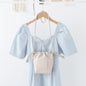 Soft PU Cute Mini Mobile Phone Bag - Fashionable Pleated Shoulder Women's Bag, Simple Drawstring Crossbody Small Square Bag