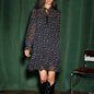 Chiffon floral dress neckline ruffle strap splicing horn skirt Pleated Mini Dress Lace Up Ruffle