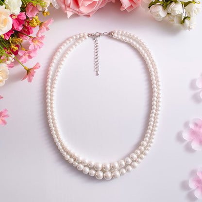 Multi-Layer Pearl Statement Bridal Choker Necklace