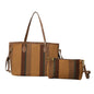 Canvas Striped Letter Print Tote – Large Shoulder & Crossbody Bag, Trendy Versatile Shopper