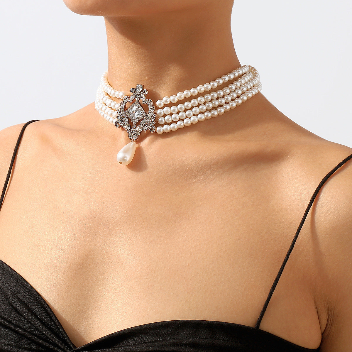 Imitation Pearl Chain Beaded Necklace Vintage Handmade