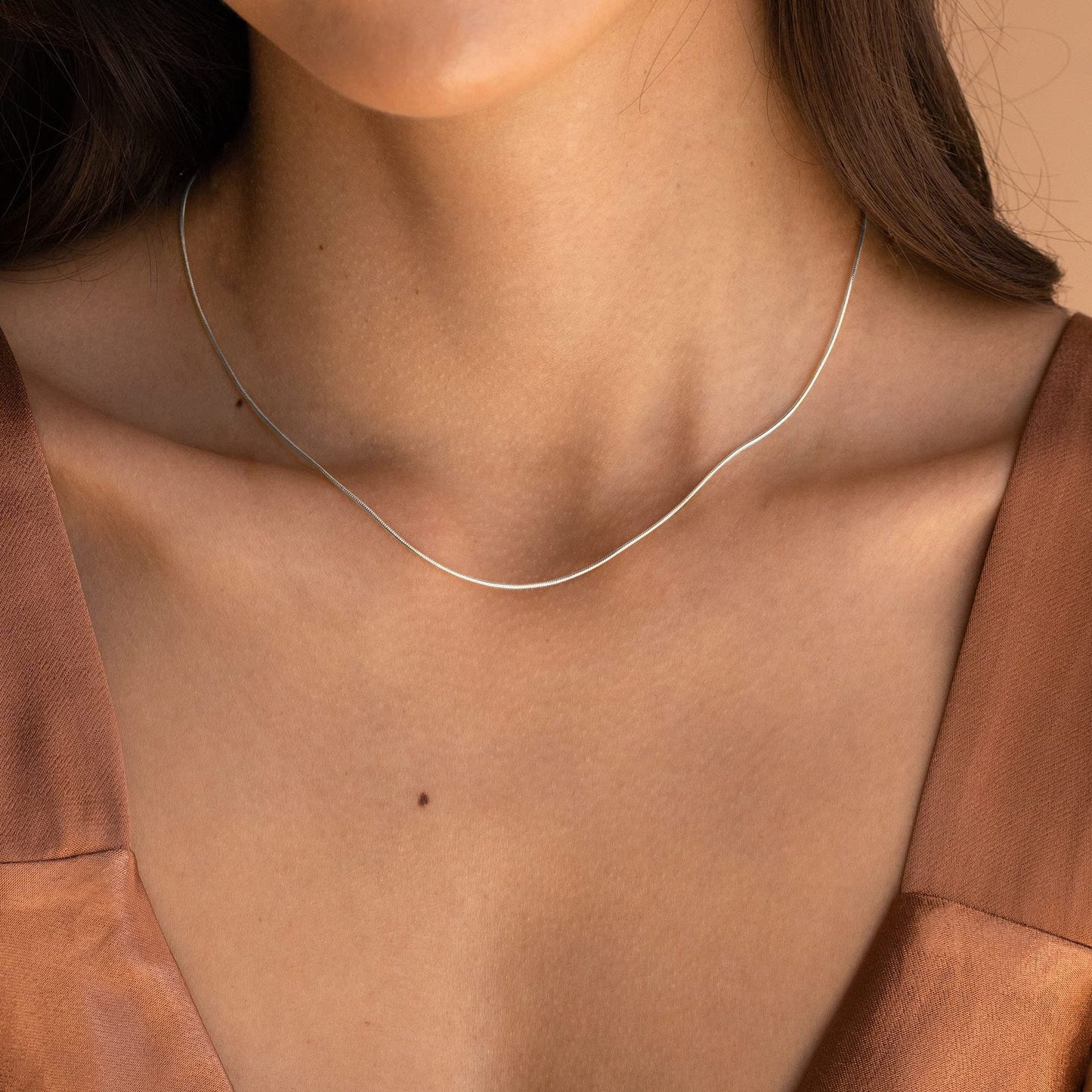14K Gold Plated Herringbone Choker Necklace - Dainty Thin Snake Chain Layered Jewelry for Women