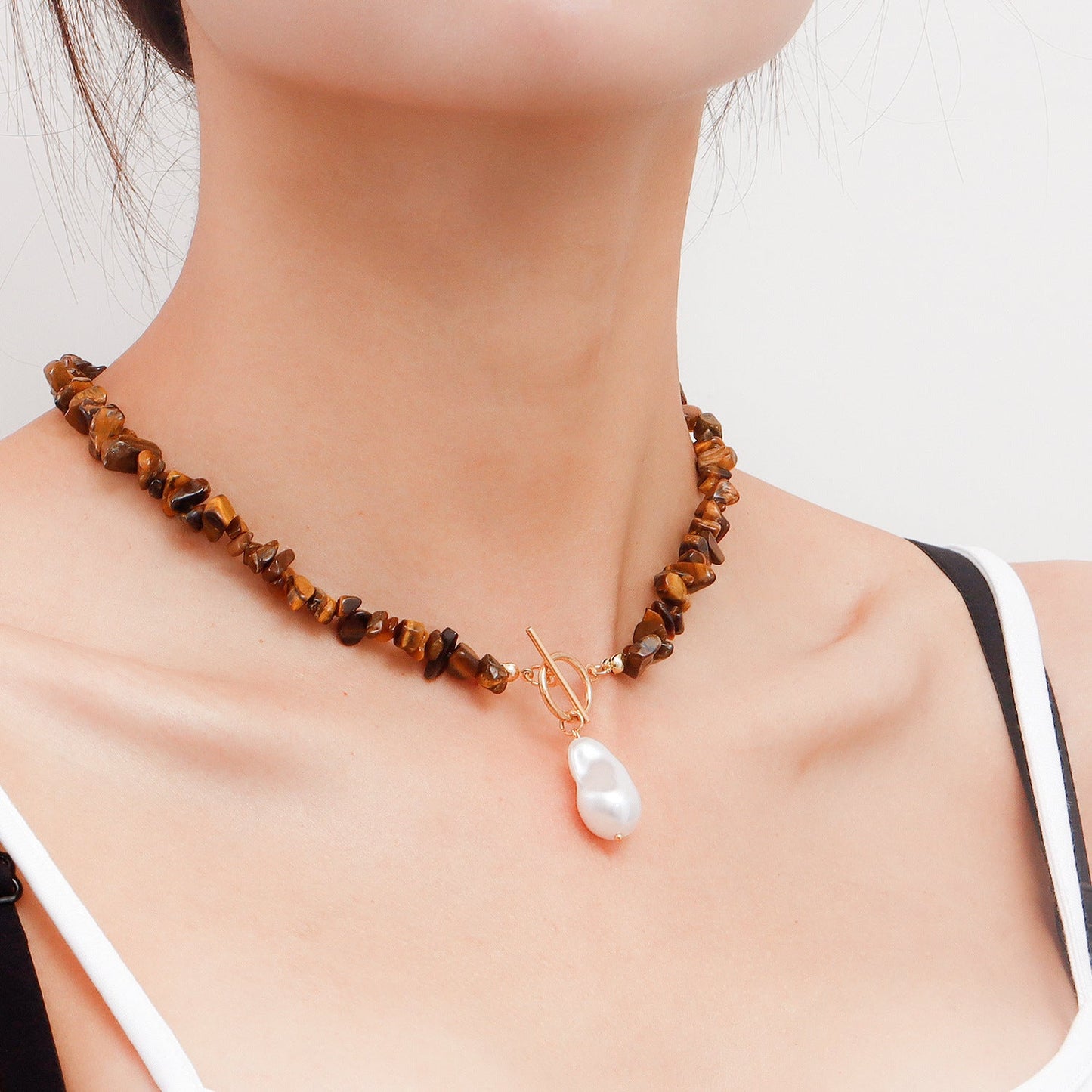Natural Gemstone Beaded Choker Necklace
