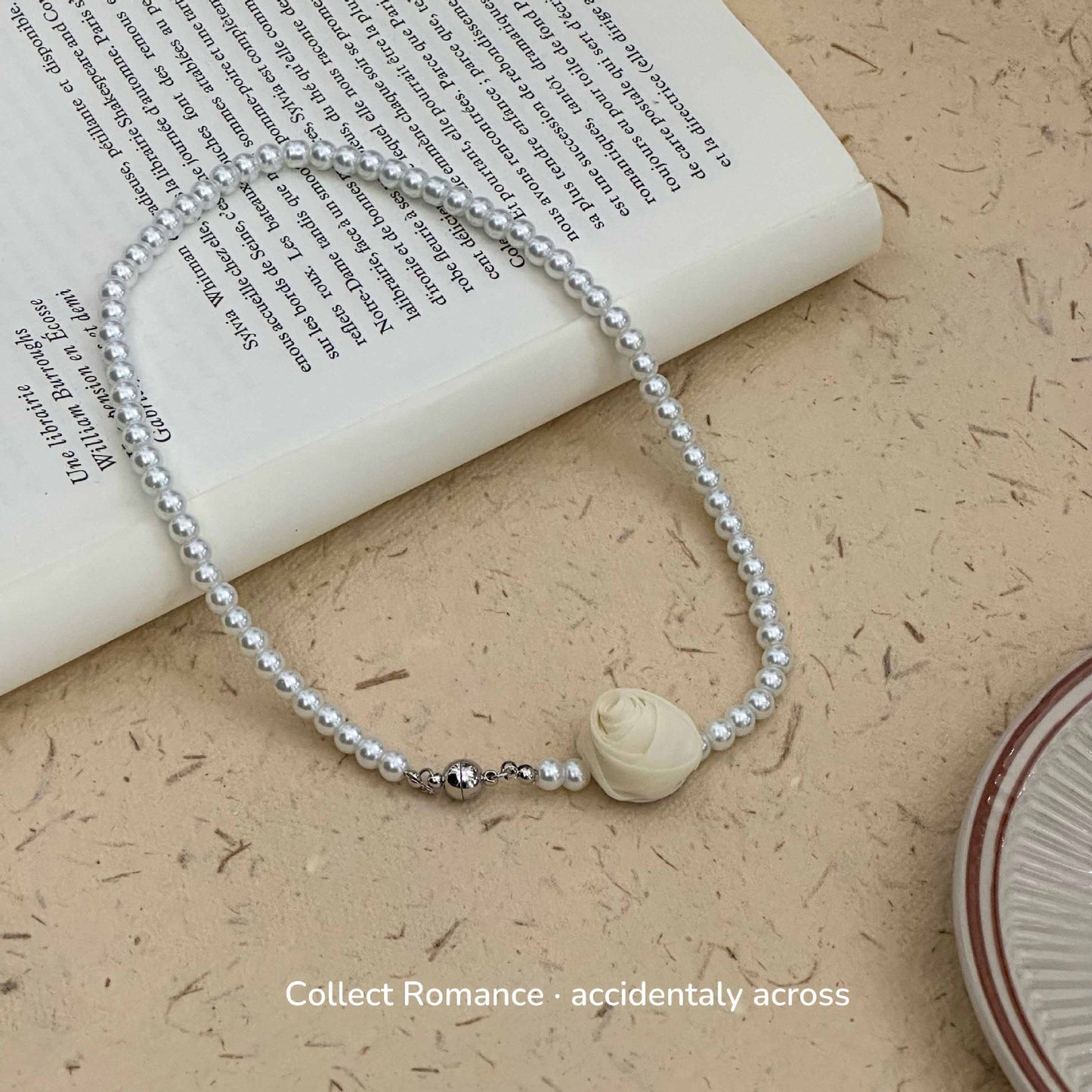 Fashion Rose Flower Pearl Necklace