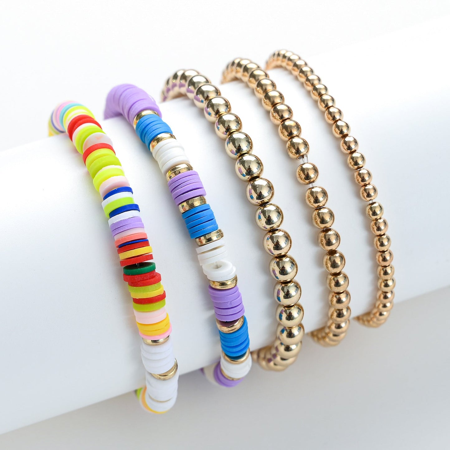 Bohemian Beaded Stretch Bracelets Colors Clay Beads