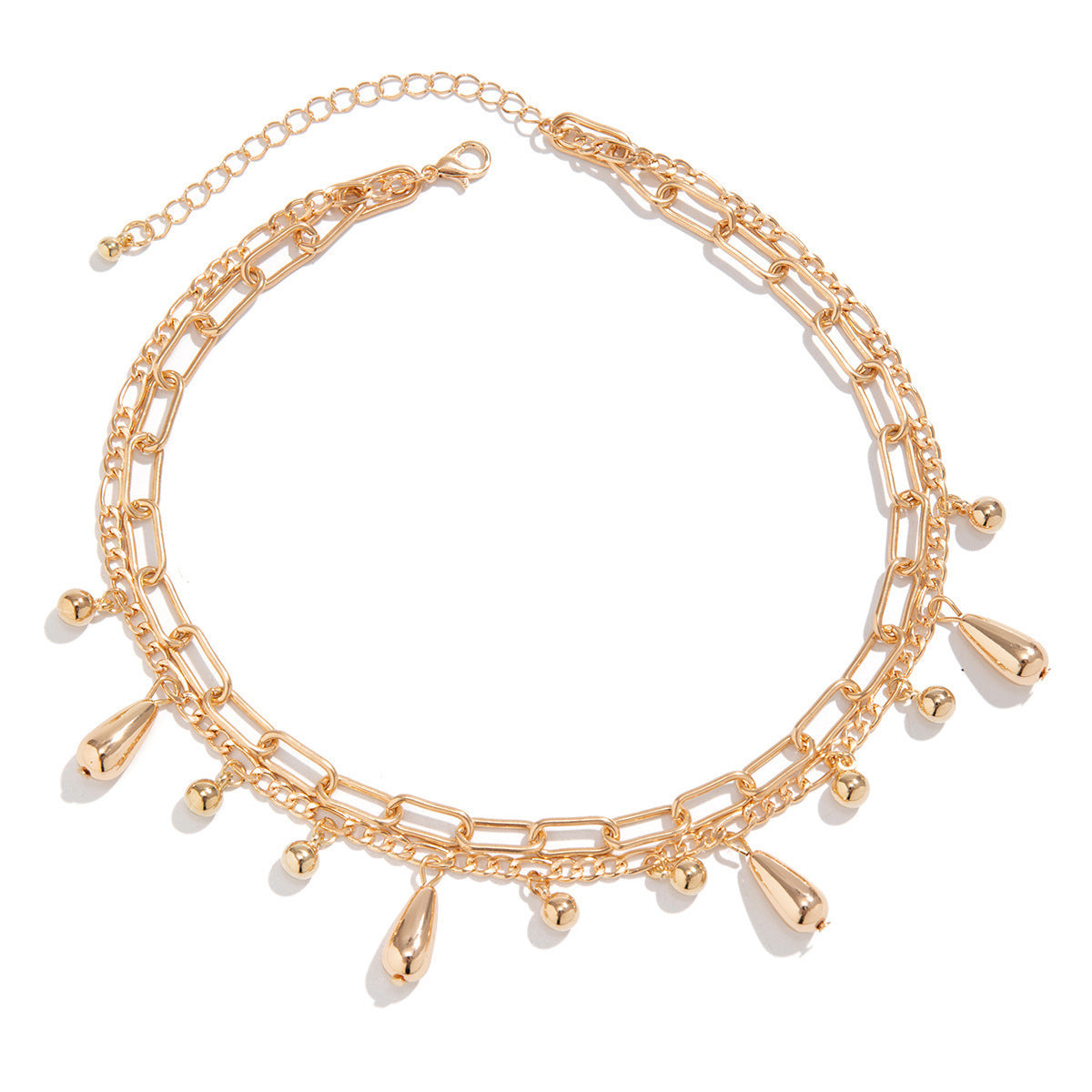 Hip Hop Droplet Comma Pendant Necklace Bracelet Set